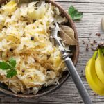 Image of Sauer Kraut, bananas, and garlic.