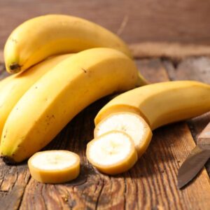 Whole and sliced bananas. 