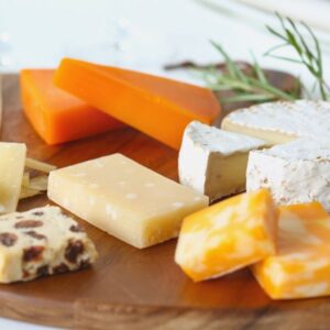 A variety of cheeses.