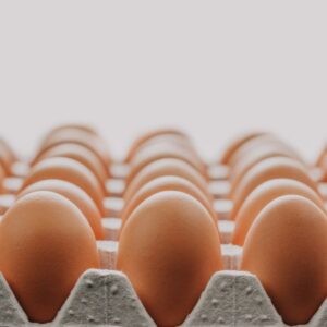 Carton of brown eggs.