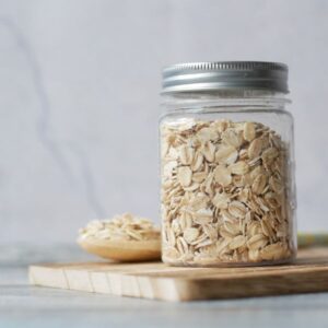 Jar of oats.