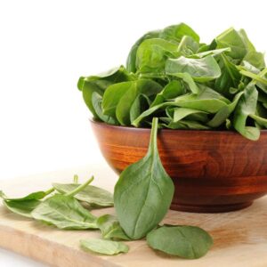Raw spinach in a bowl.