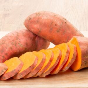 Picture of sliced sweet potatoes.