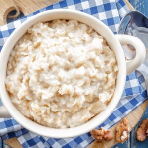 Oatmeal in a bowl.