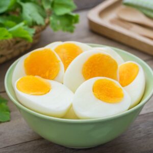 Boiled eggs in a bowl.
